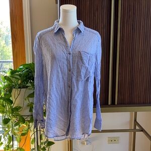 Free People Blue Cotton Button Down Size S